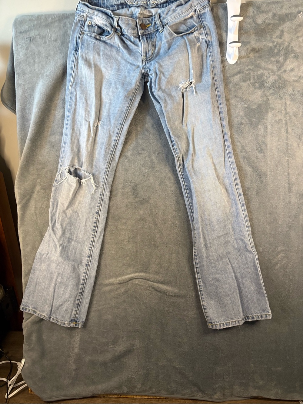 American Eagle Outfitters Light Blue Distressed Bootcut Jeans